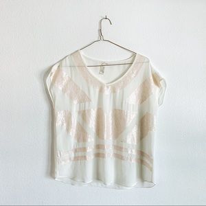 Anthropologie Sequin Geometric Shirt